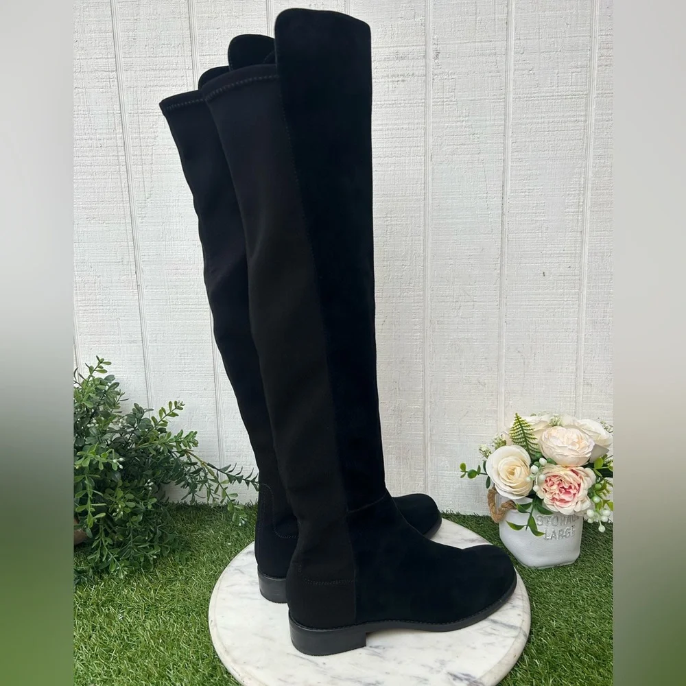 Stuart Weitzman 5050 Gisele 30MM black Suede Boots $850 Sz 7 NEW only dust bag